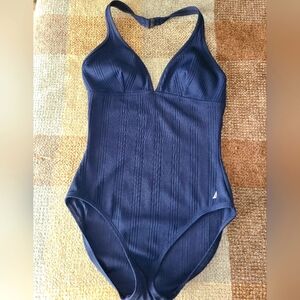Navy blue Nautica halter top one-piece swimsuit, size 14